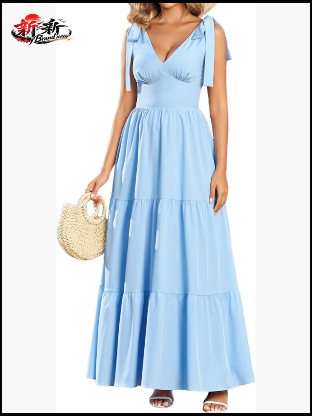 Women's Floral Flowy A-Line Maxi Dress V-Neck Smocked Back Boho Casual
